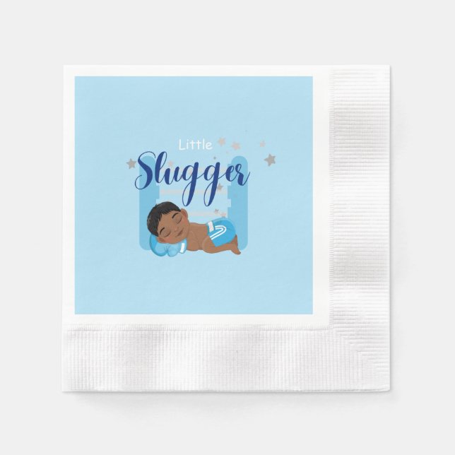 Little slugger boy baby  napkins (Front)