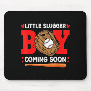 Little Slugger Boy Coming Soon Baby Announcement B Mouse Pad