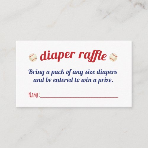 Little Slugger Diaper Raffle Cards