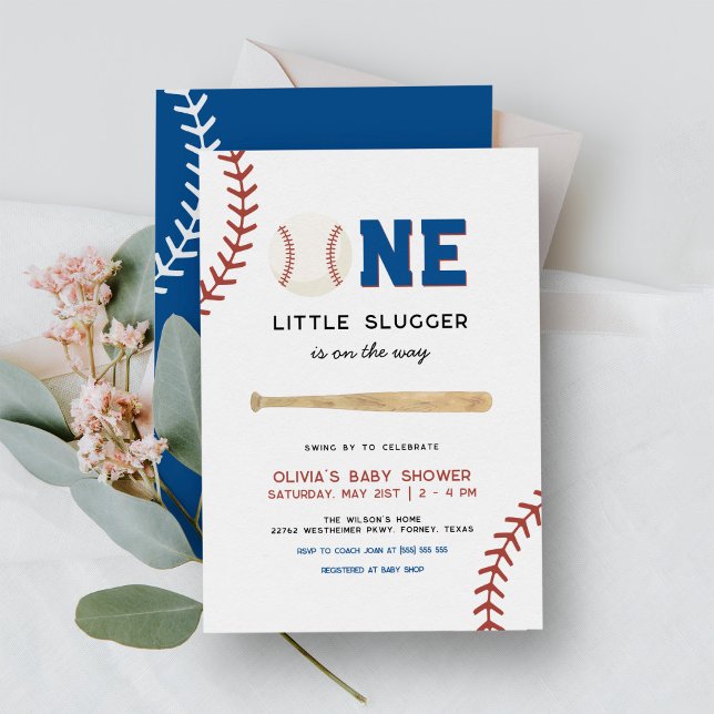 Little Slugger On the Way Baseball Baby Shower Invitation (Creator Uploaded)