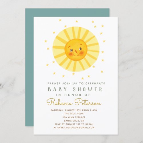 Little Smile Sun Baby Shower Invitation