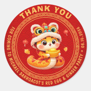 Little Snake Red Egg & Ginger Party Thank You Classic Round Sticker