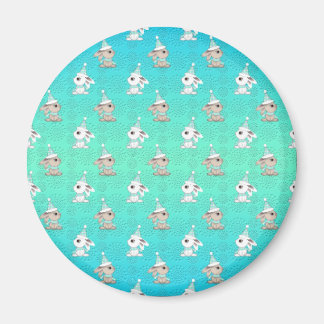 Little Snow Bunnies in Hats and Scarves Pattern Magnet