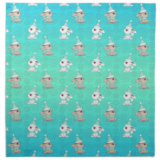 Little Snow Bunnies in Hats and Scarves Pattern Napkin