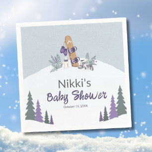 Little Snowboarder Mountain Baby Shower Napkins
