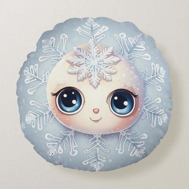 Little Snowflake 1 Round Pillow (Front)