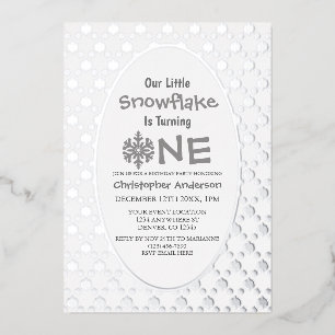 Little Snowflake 1st Birthday Foil Invitation