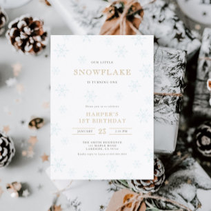 Little Snowflake 1st Birthday Gender Neutral Invitation