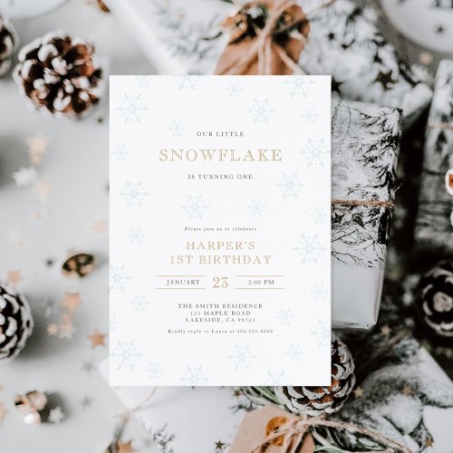 Little Snowflake 1st Birthday Gender Neutral Invitation