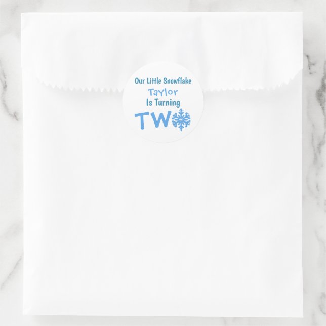 Little Snowflake 2nd Birthday Classic Round Sticker (Bag)