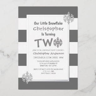 Little Snowflake 2nd Birthday Foil Invitation