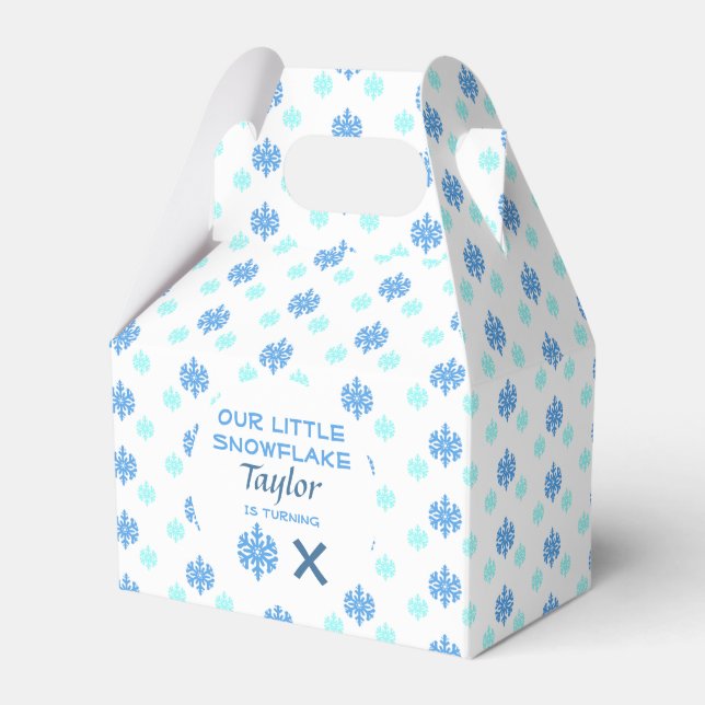 Little Snowflake Any Age Birthday Favor Boxes (Front Side)