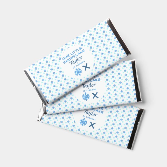 Little Snowflake Any Age Birthday Hershey Bar Favors (Front)