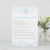 Little Snowflake Baby Boy Shower Mommy Quiz Blue (Standing Front)
