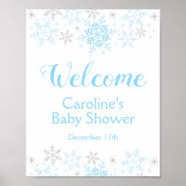 Little Snowflake Baby Boy Shower Welcome Sign