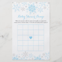 Little Snowflake Baby Shower Bingo Game Flyer