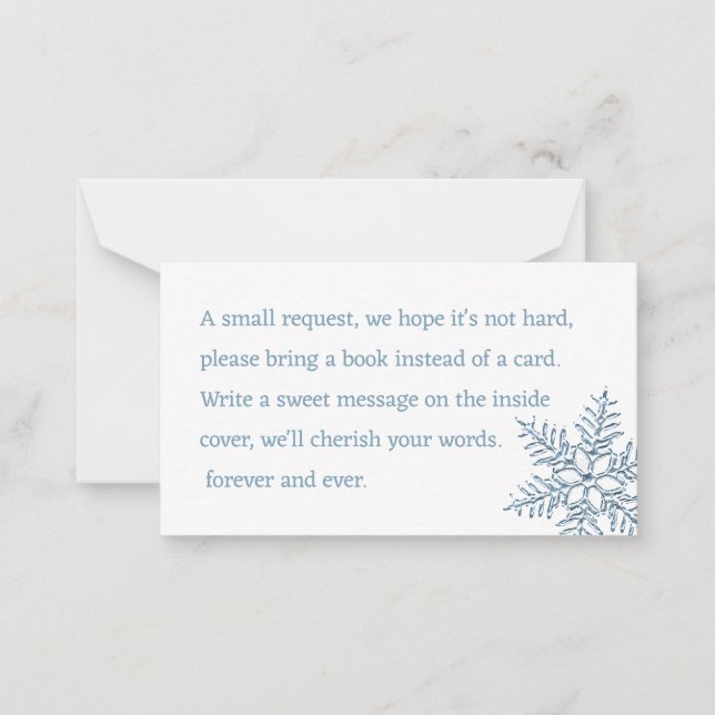 Little Snowflake Baby Shower Bring a Book Note Card (Front)