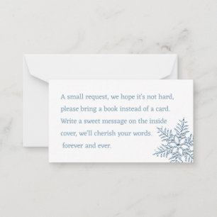 Little Snowflake Baby Shower Bring a Book Note Card