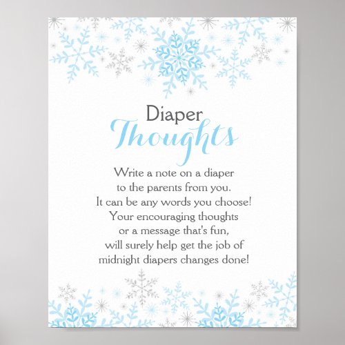 Little Snowflake Baby Shower Diaper Thoughts Sign