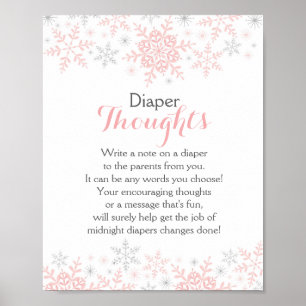 Little Snowflake Baby Shower Diaper Thoughts Sign