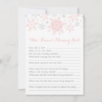 Little Snowflake Baby Shower Mom Quiz, Pink Silver
