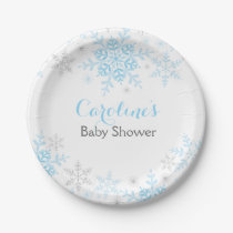 Little Snowflake Baby Shower Paper Plate
