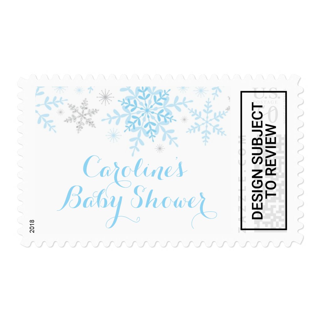 Little Snowflake Baby Shower Postage Stamp in Blue