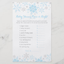 Little Snowflake Baby Shower price Game Flyer