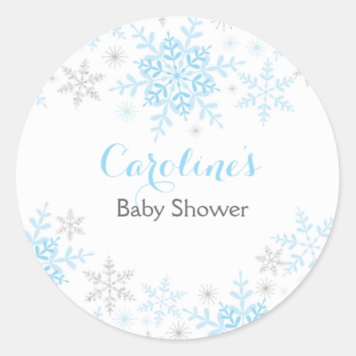 Little Snowflake Baby Shower Round Sticker