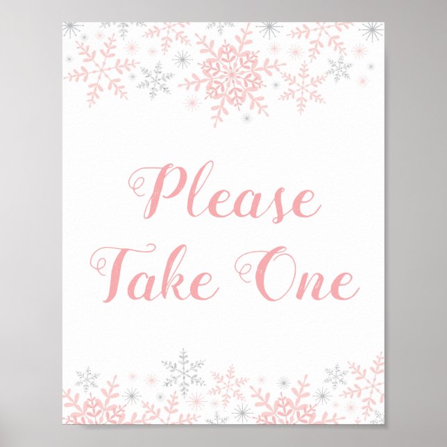 Little Snowflake Baby Shower Take One Favor Table Poster (Front)