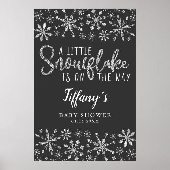 "A Little Snowflake Is On His Way" Banner - Baby Boy Winter Shower Decor, Gender Reveal, Birthday Party