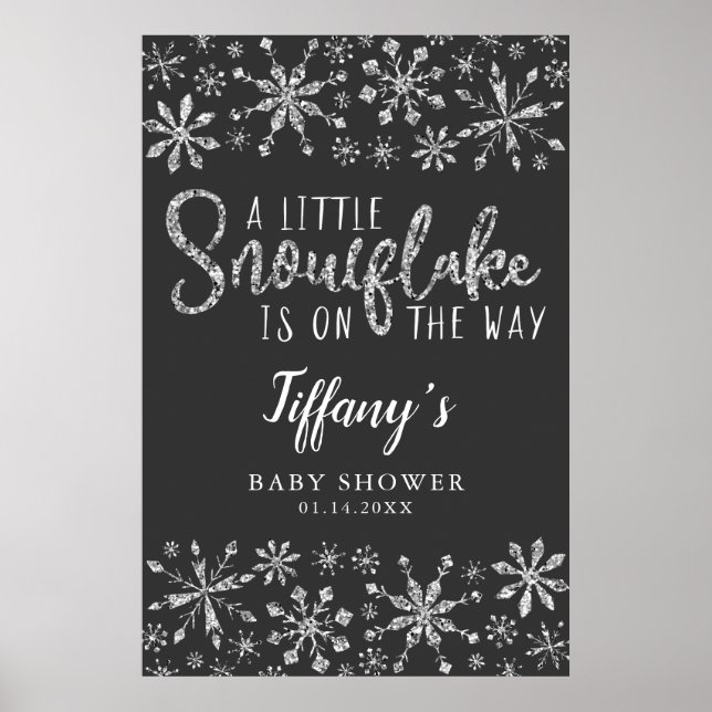 Little Snowflake Baby Shower Welcome Sign (Front)