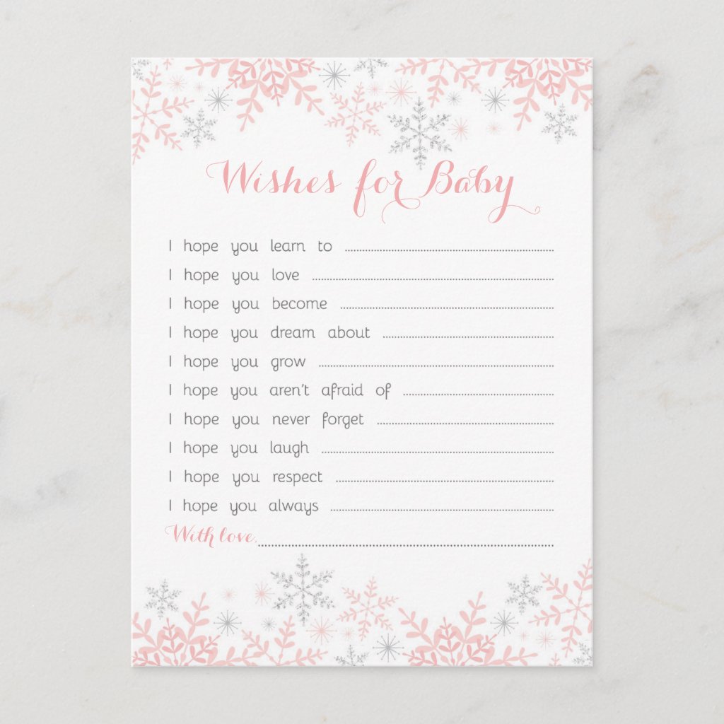 Little Snowflake Baby Shower Wishes for Baby Advice Card
