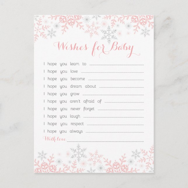 Little Snowflake Baby Shower Wishes for Baby Advice Card (Front)