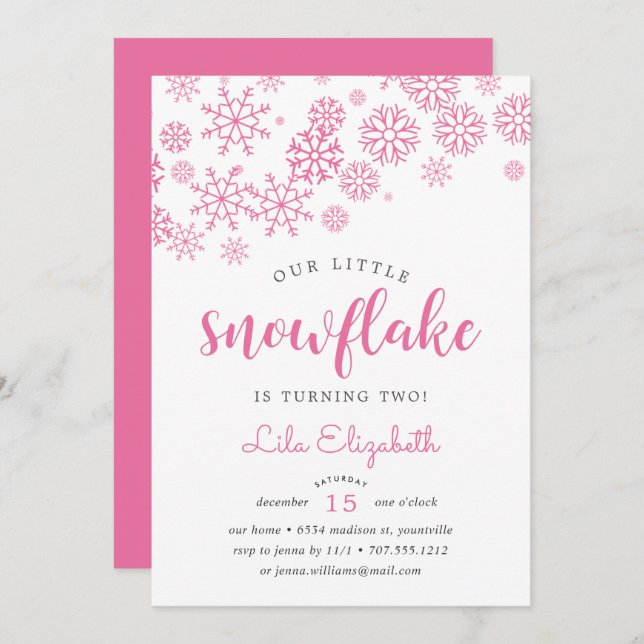 Little Snowflake Birthday Party Invitation (Front/Back)