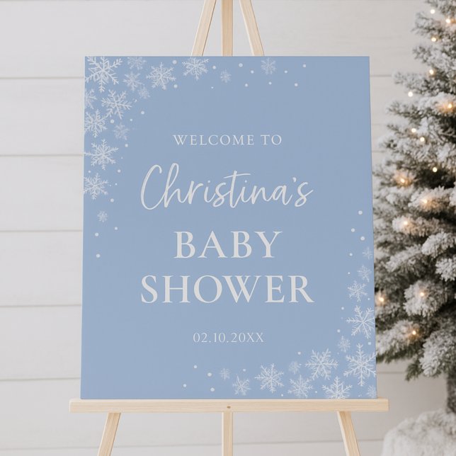 Little Snowflake Blue Baby Boy Shower Welcome Sign (Creator Uploaded)