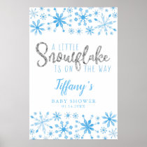 Little Snowflake Blue Baby Shower Welcome Sign