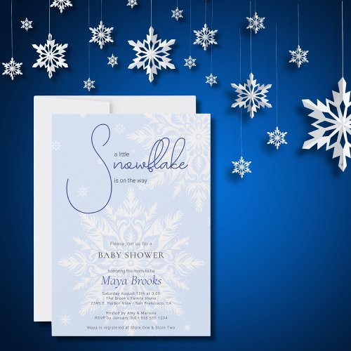 Little Snowflake Blue Boy Baby Shower Invitation