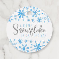 Little Snowflake Blue Watercolor Baby Shower Favor Tags