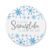 Little Snowflake Blue Watercolor Baby Shower Favor Tags