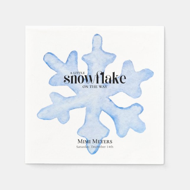 Little Snowflake Blue Wintery Baby Shower Napkins (Front)