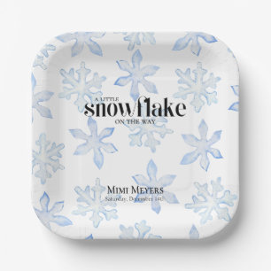 Little Snowflake Blue Wintery Baby Shower Paper Plates