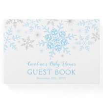 Little Snowflake Boy Baby Shower Blue Silver Guest Book