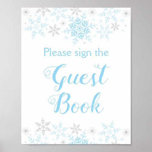 Little Snowflake Boy Baby Shower Guest Book Sign