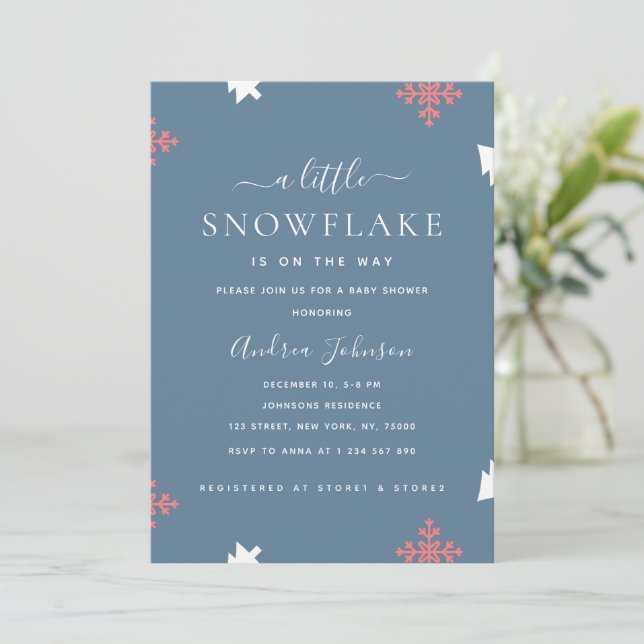 Little Snowflake Boy Baby Shower Invitation (Standing Front)