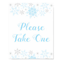 Little Snowflake Boy Baby Shower Take One Favors Poster