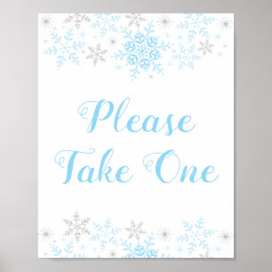 Little Snowflake Boy Baby Shower Take One Favors Poster
