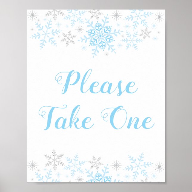 Little Snowflake Boy Baby Shower Take One Favors Poster (Front)