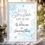Little Snowflake Boy Baby Shower Welcome Sign<br><div class="desc">Adorable calligraphy with snowflakes,  winter-themed baby shower welcome sign. Easy to personalised with your details. Check the collection to find matching items as enclosure cards.</div>