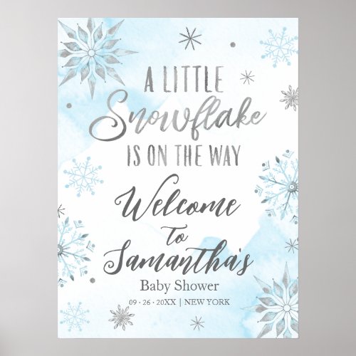 Little Snowflake Boy Baby Shower Welcome Sign